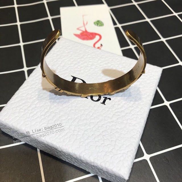 Dior飾品 迪奧經典熱銷款JADIOR天然綠松石銀色開口手鐲  zgd1232
